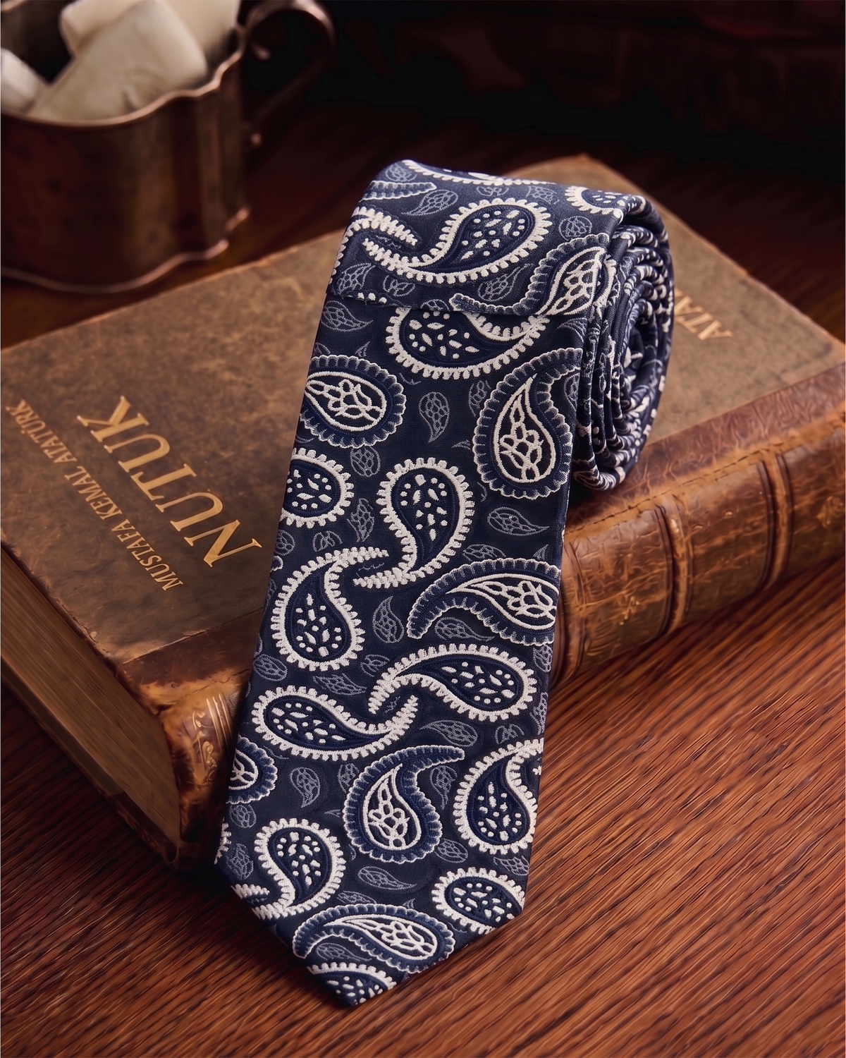 Klasik Şal (Paisley) Desenli Lacivert Kravat