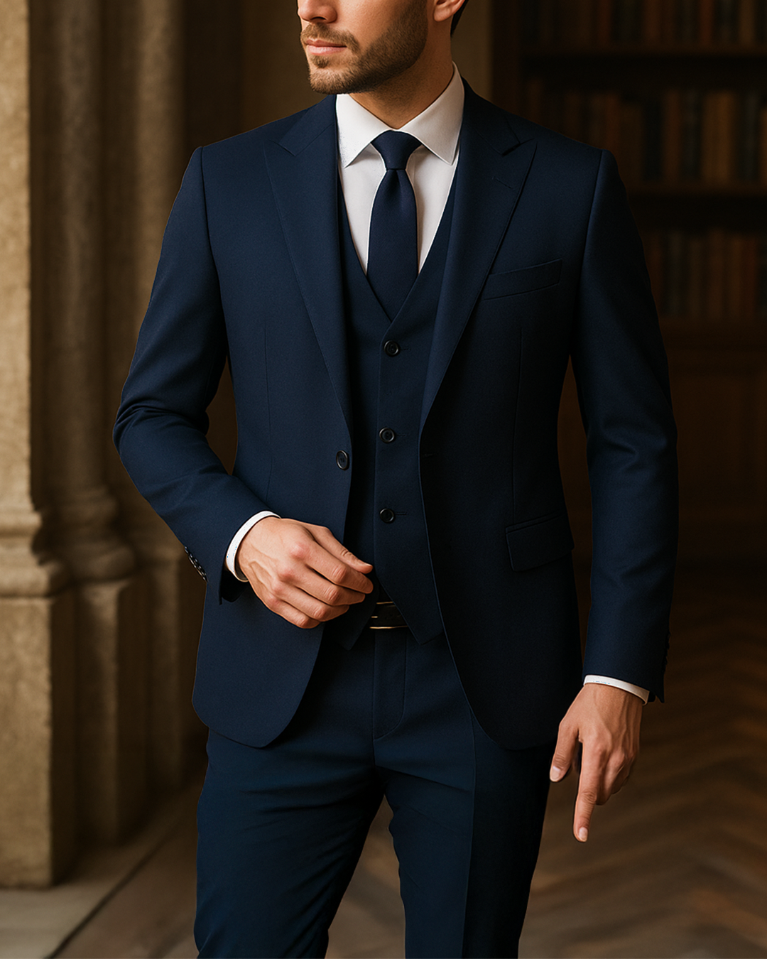 Sobrane Koyu Lacivert Yelekli Takım Elbise