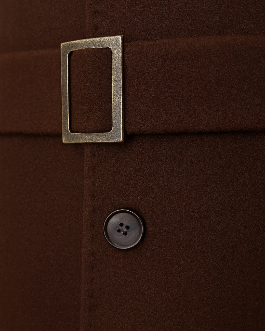 Sobrane Acı Kahve Kemerli Uzun Klasik Kaşe Kaban