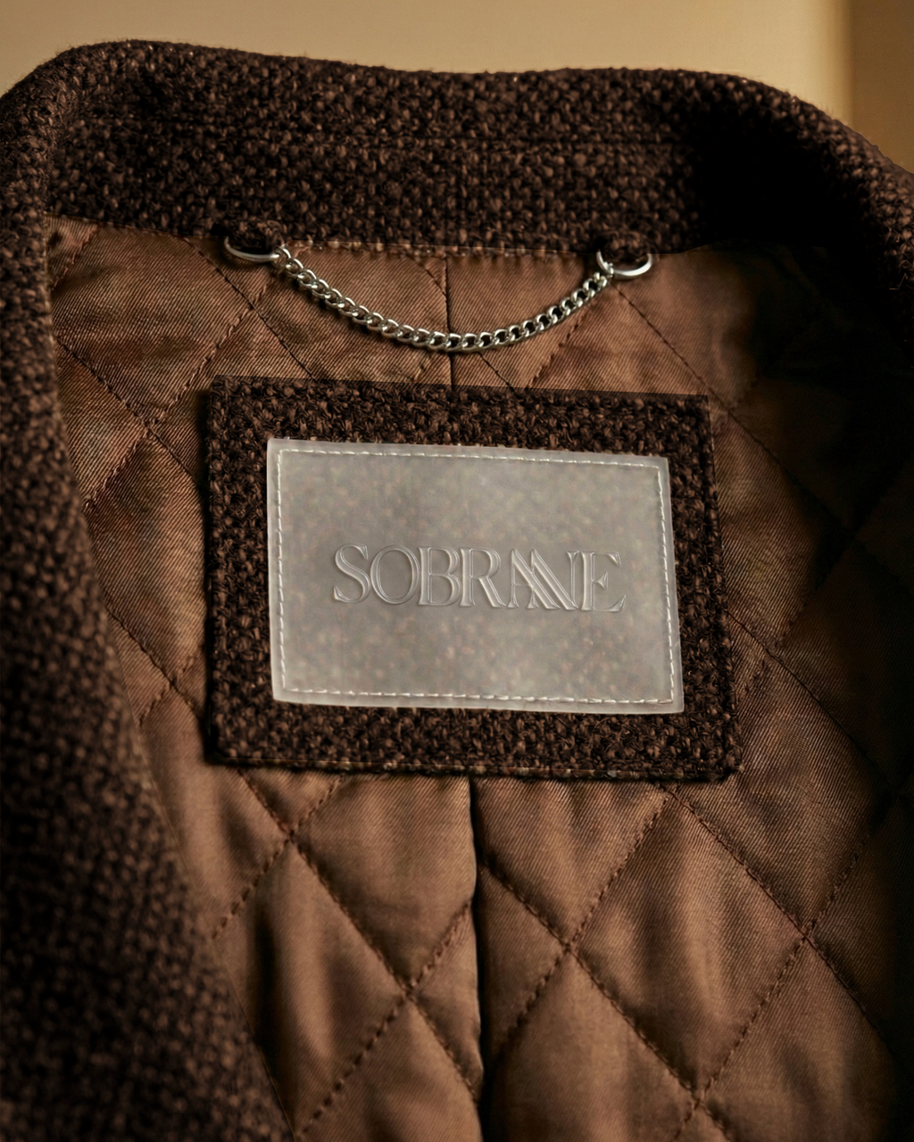 Sobrane Kahverengi Örgü Kumaş Kruvaze Kaban