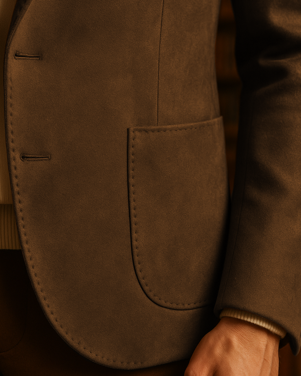 Sobrane Süt Kahve Süet Klasik Ceket (%70 Pamuk)– Özel Fiyat