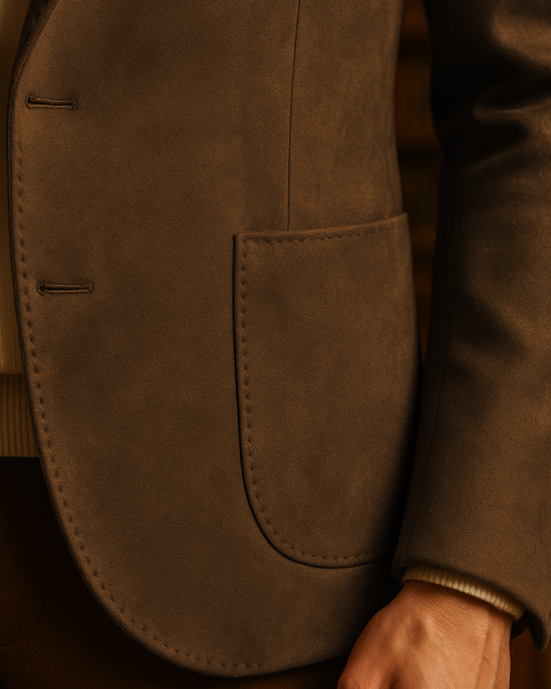 Sobrane Süt Kahve Süet Klasik Ceket (%70 Pamuk)– Özel Fiyat