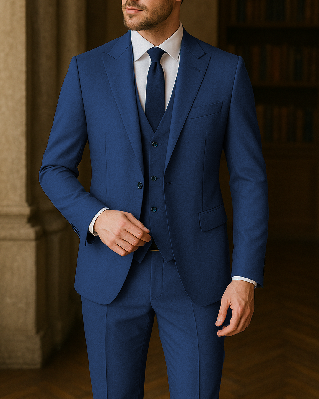 Sobrane Mavi Yelekli Takım Elbise