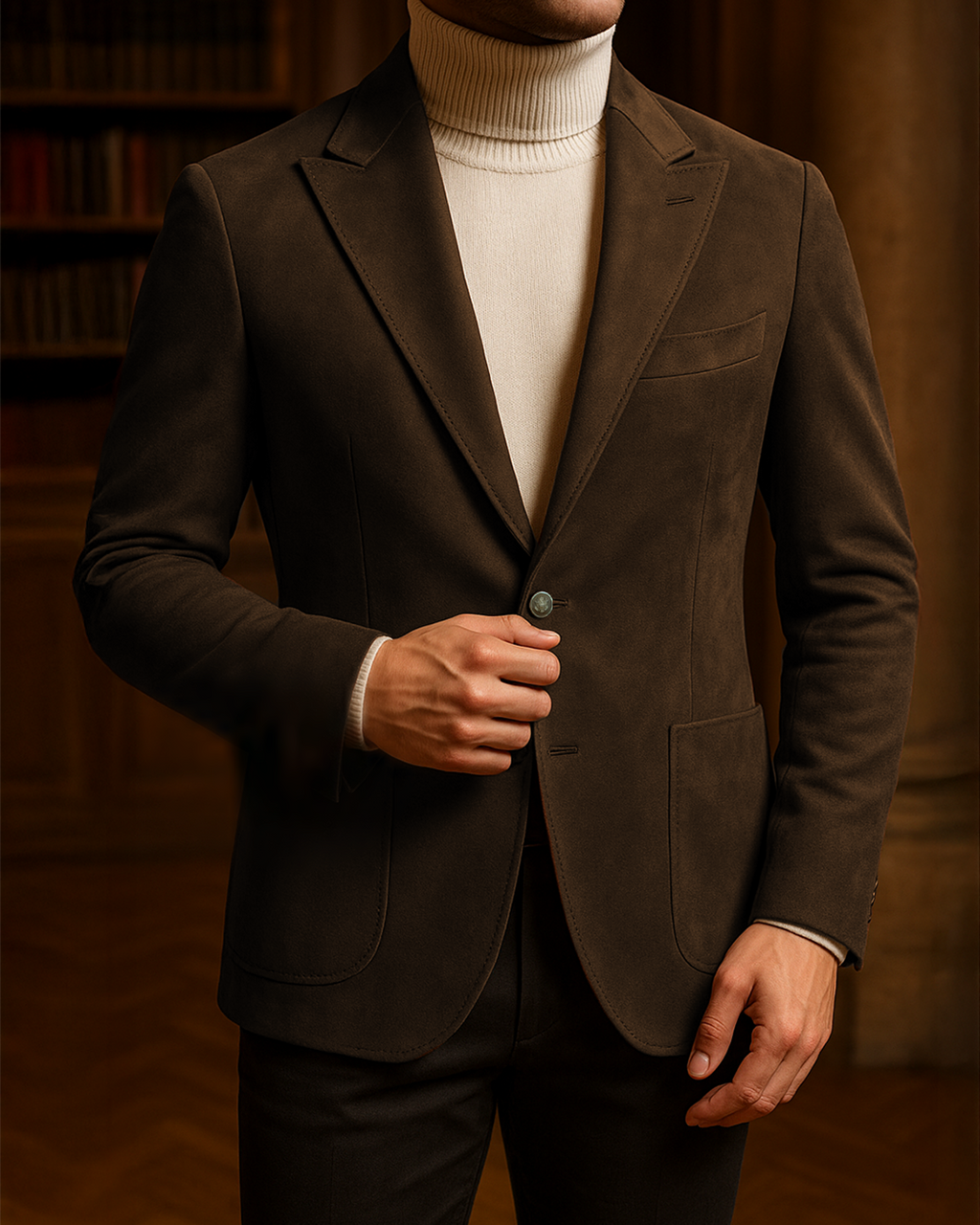 Sobrane Kahve Süet Klasik Ceket (%70 Pamuk)– Özel Fiyat