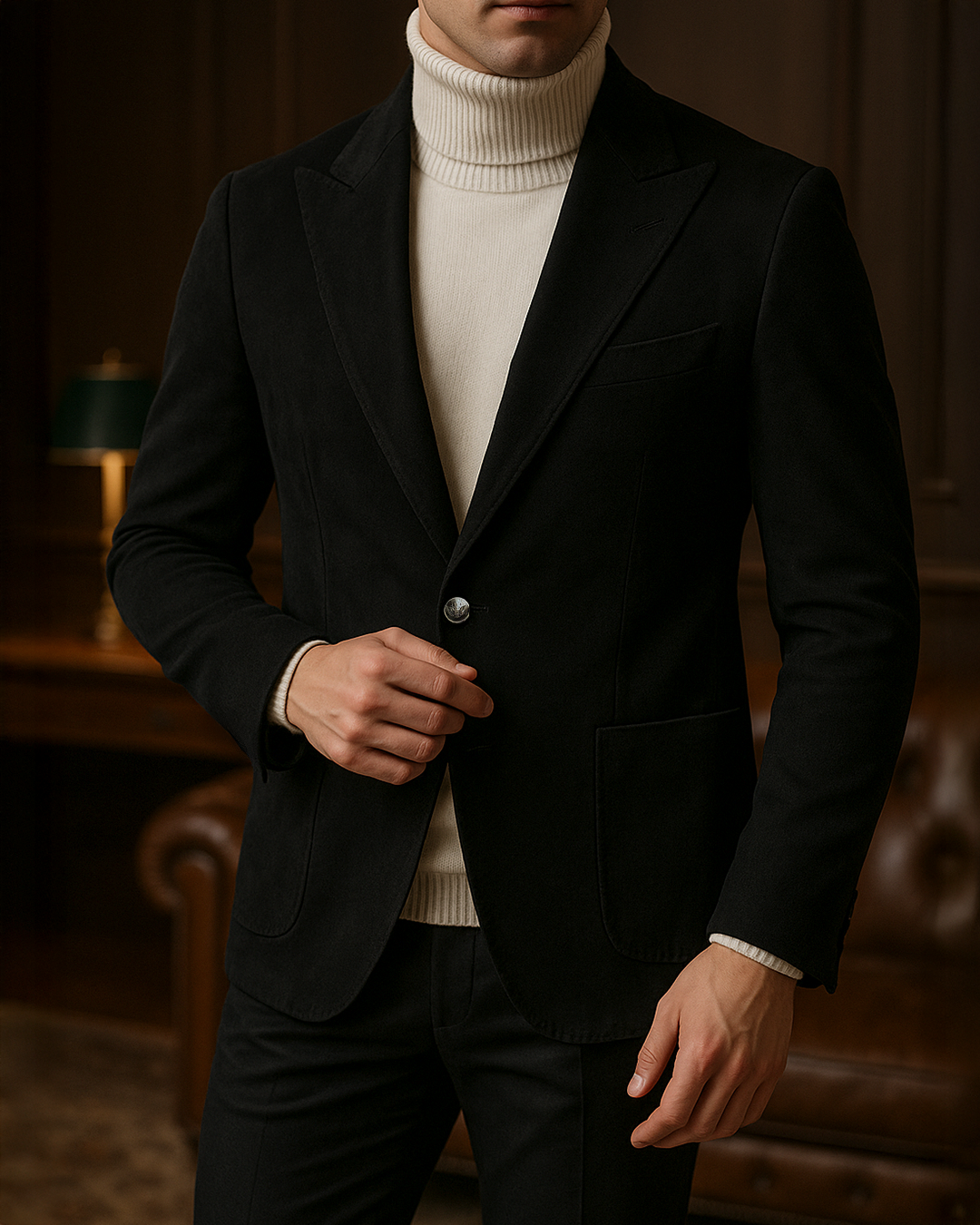 Sobrane Siyah Süet Klasik Ceket (%70 Pamuk)– Özel Fiyat