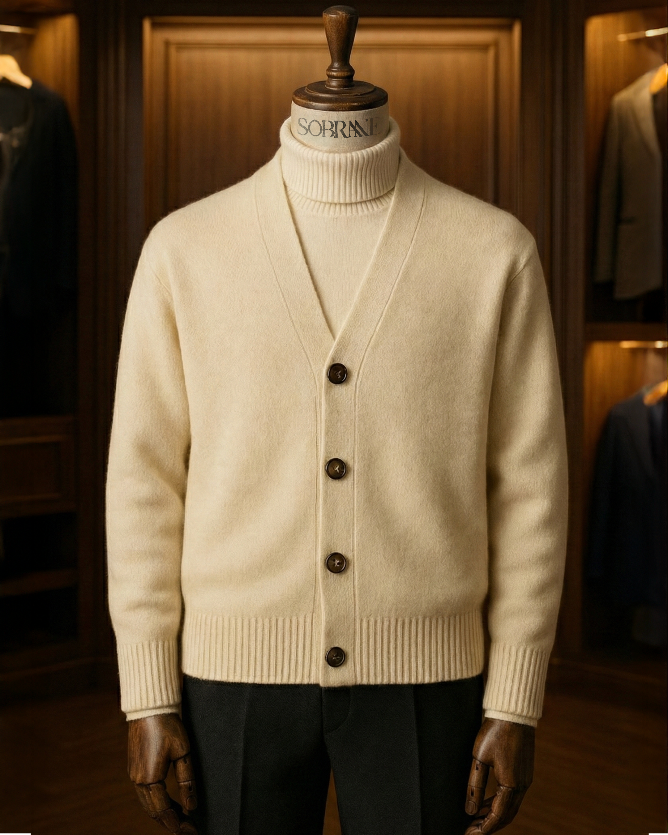 Sobrane Krem Düğmeli Triko Hırka