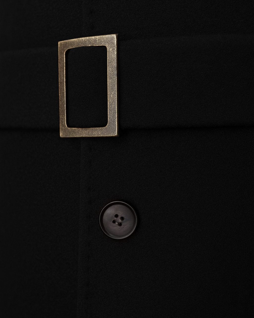 Sobrane Siyah Kemerli Uzun Klasik Kaşe Kaban