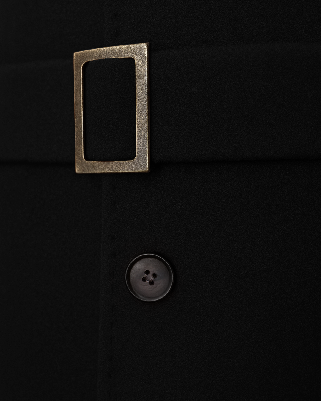 Sobrane Siyah Kemerli Uzun Klasik Kaşe Kaban