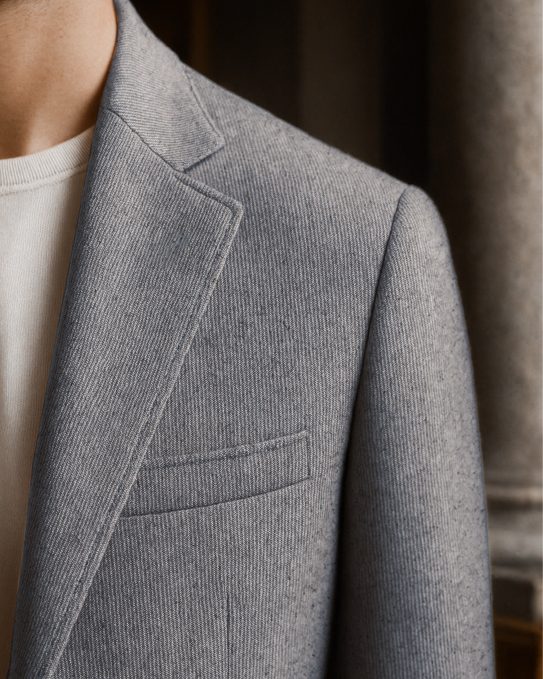 Sobrane Açık Gri Melanj Klasik Ceket (4 Drop-Battal)-Özel Fiyat