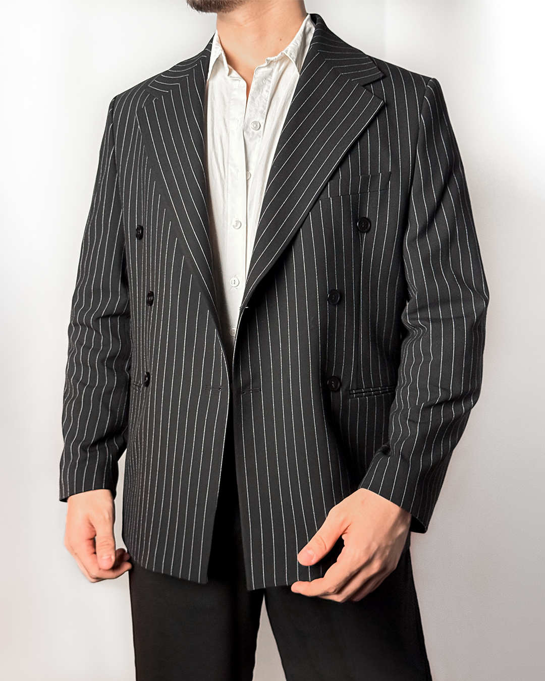 Blazer Ceket Çizgili Siyah