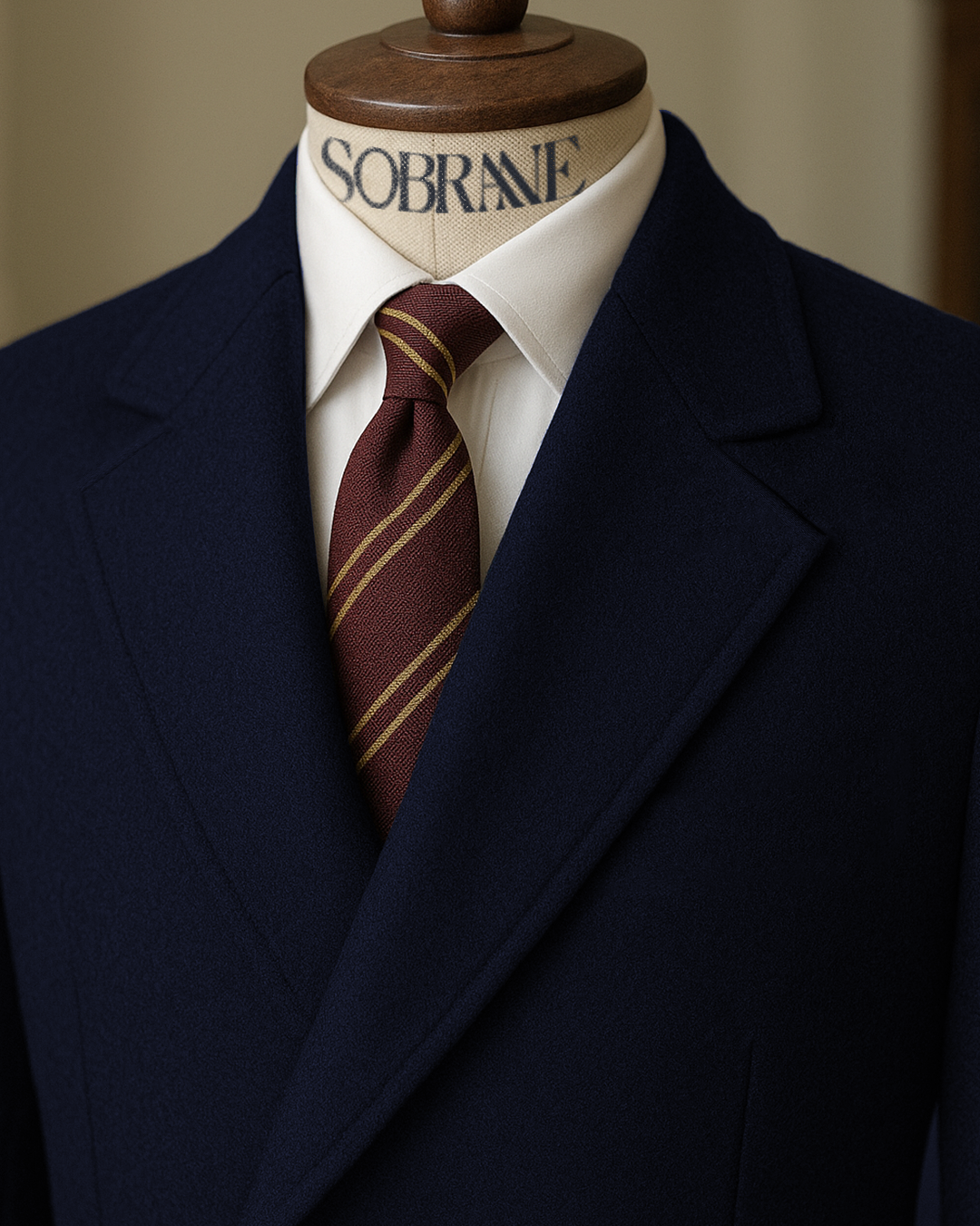 Sobrane Koyu Lacivert Kemerli Uzun Kruvaze Kaşe Kaban