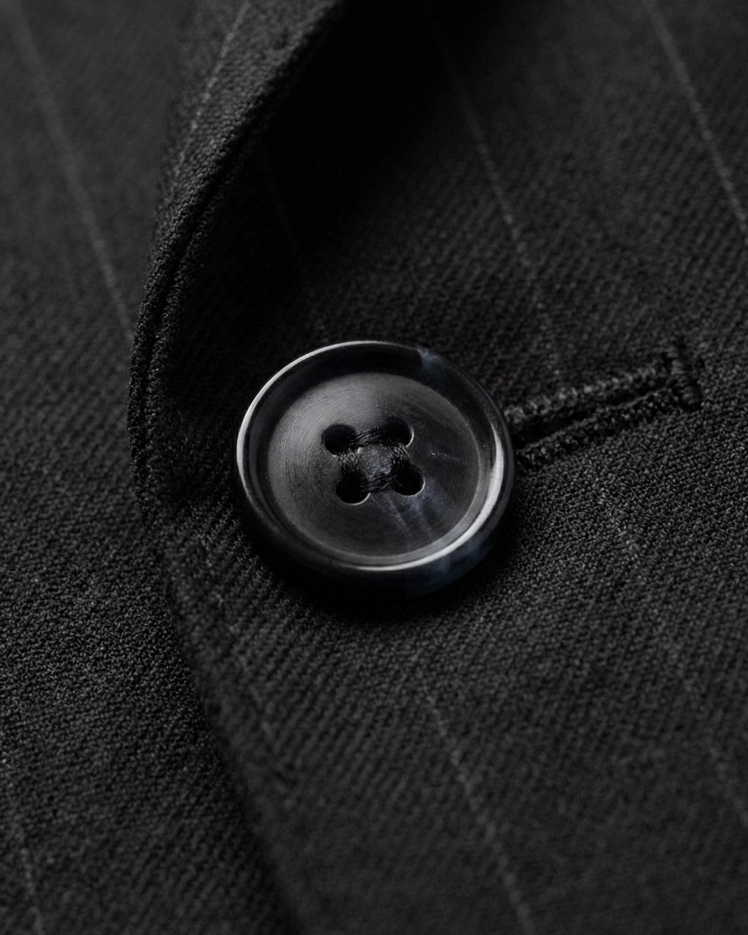 İtalyan Stil Siyah Silik Çizgili Kruvaze Takım Elbise