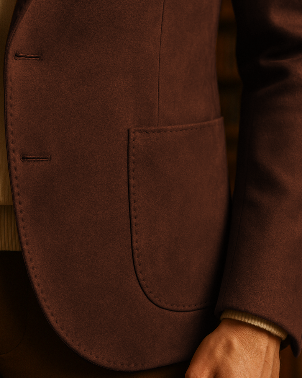 Sobrane Acı Kahve Süet Klasik Ceket (%70 Pamuk)– Özel Fiyat