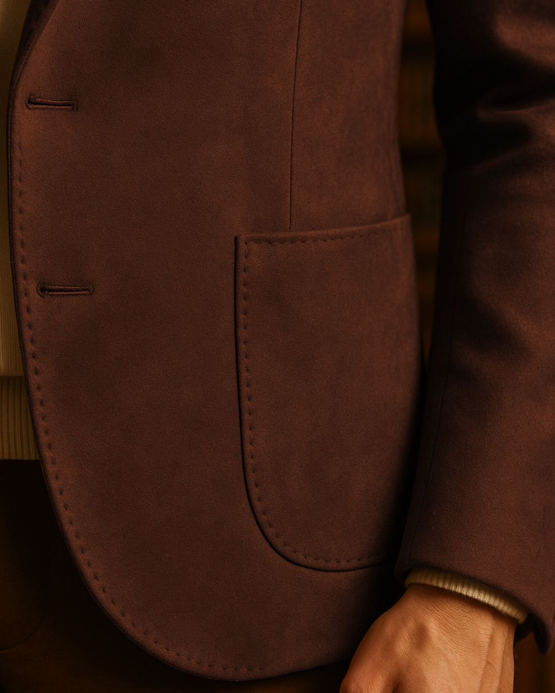 Sobrane Acı Kahve Süet Klasik Ceket (%70 Pamuk)– Özel Fiyat