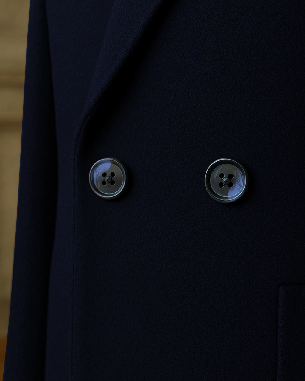 Sobrane Koyu Lacivert Kemerli Uzun Kruvaze Kaşe Kaban