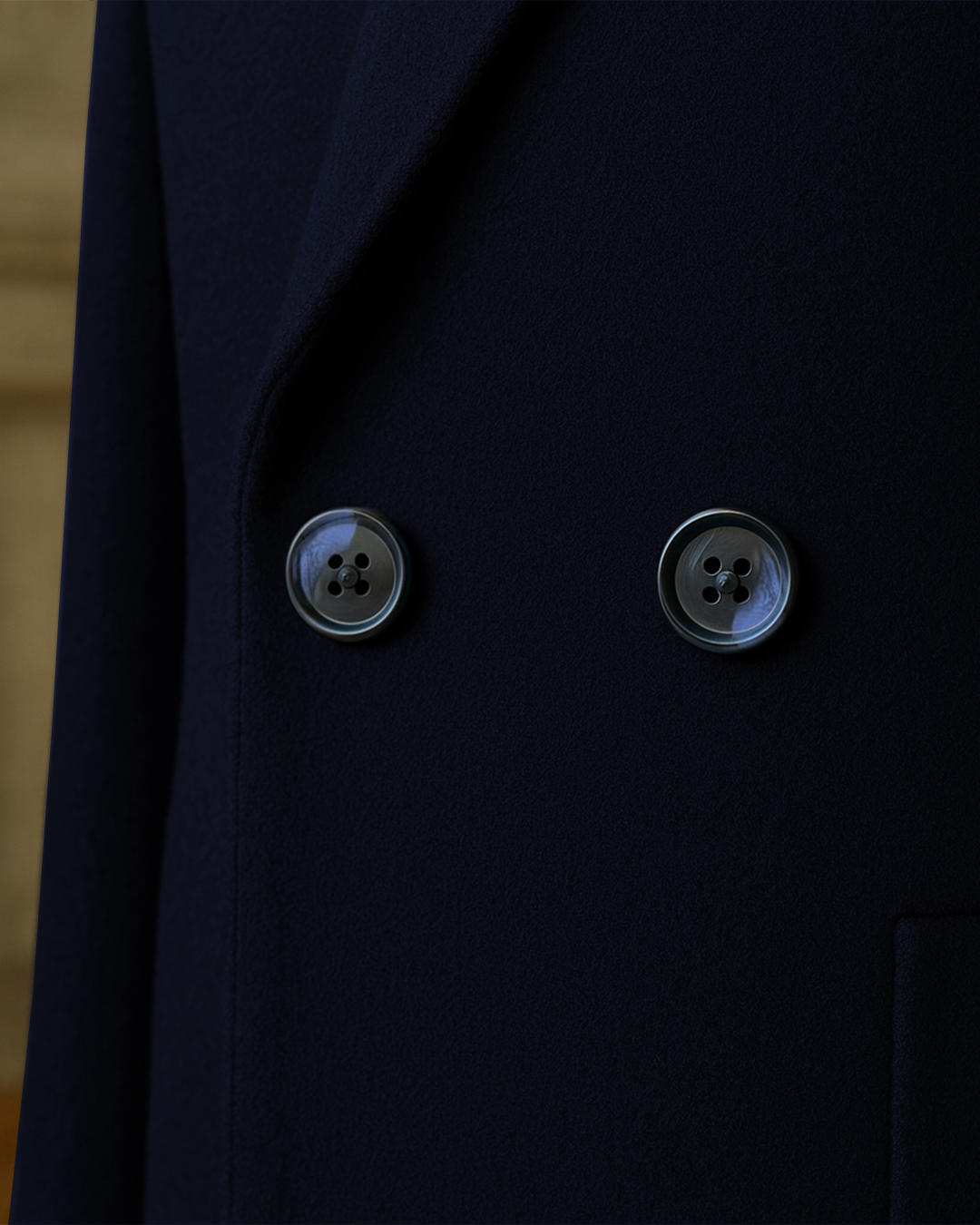 Sobrane Koyu Lacivert Kemerli Uzun Kruvaze Kaşe Kaban