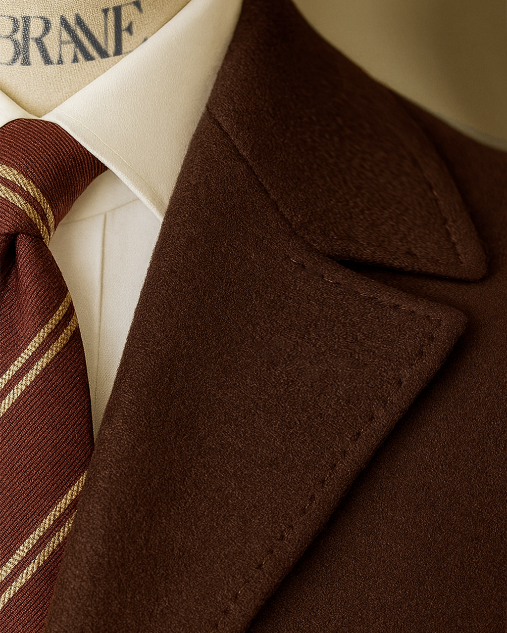 Sobrane Acı Kahve Kemerli Uzun Klasik Kaşe Kaban