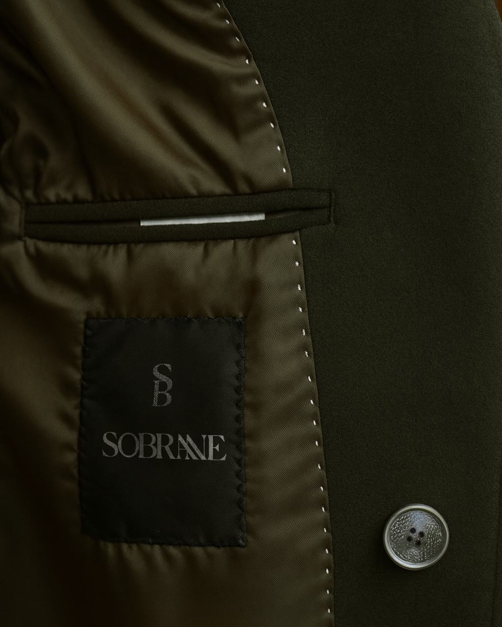 Sobrane Zeytin Yeşili Kruvaze Kaşe Kaban