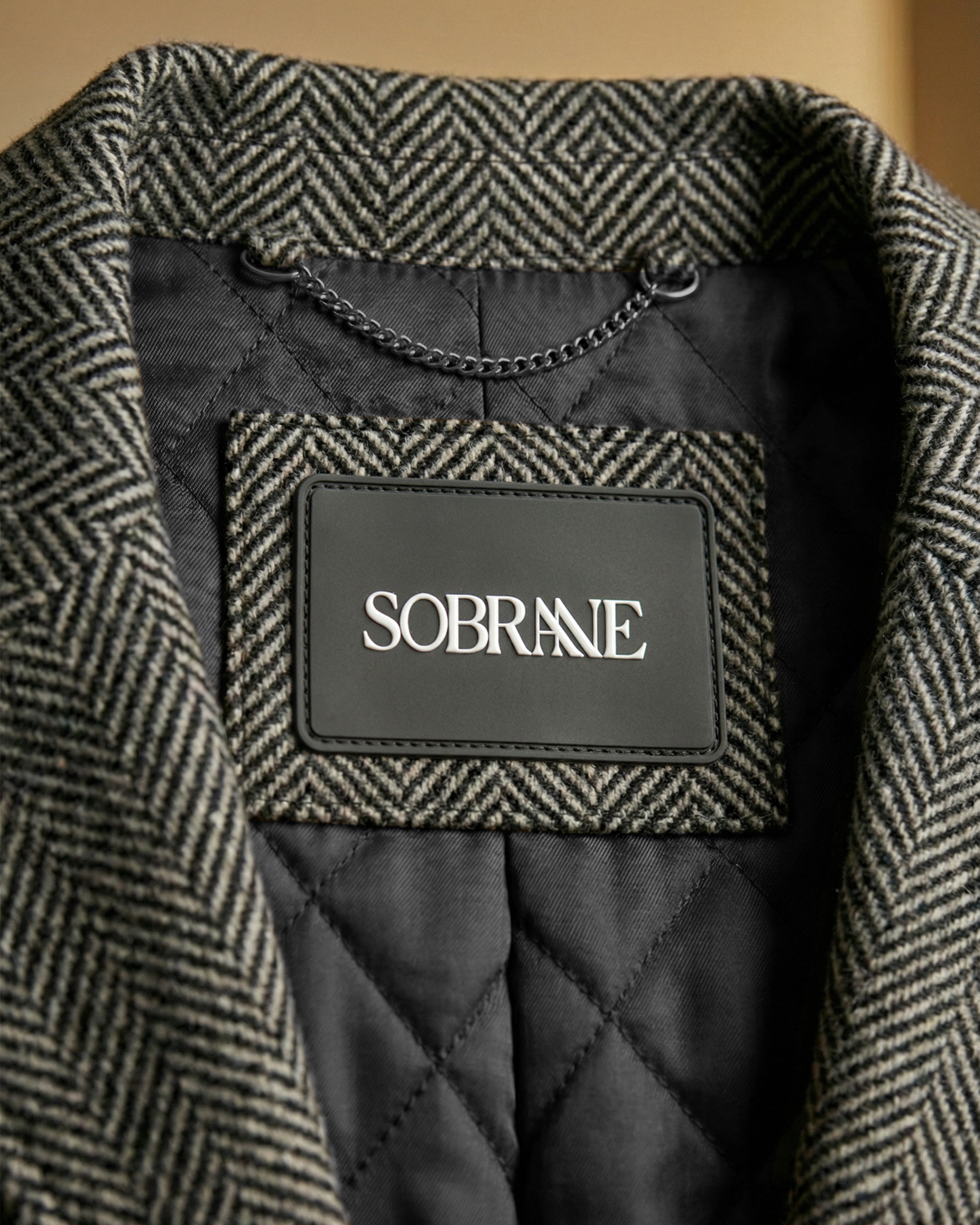 Sobrane Balık Sırtı Desenli Kruvaze Kaban