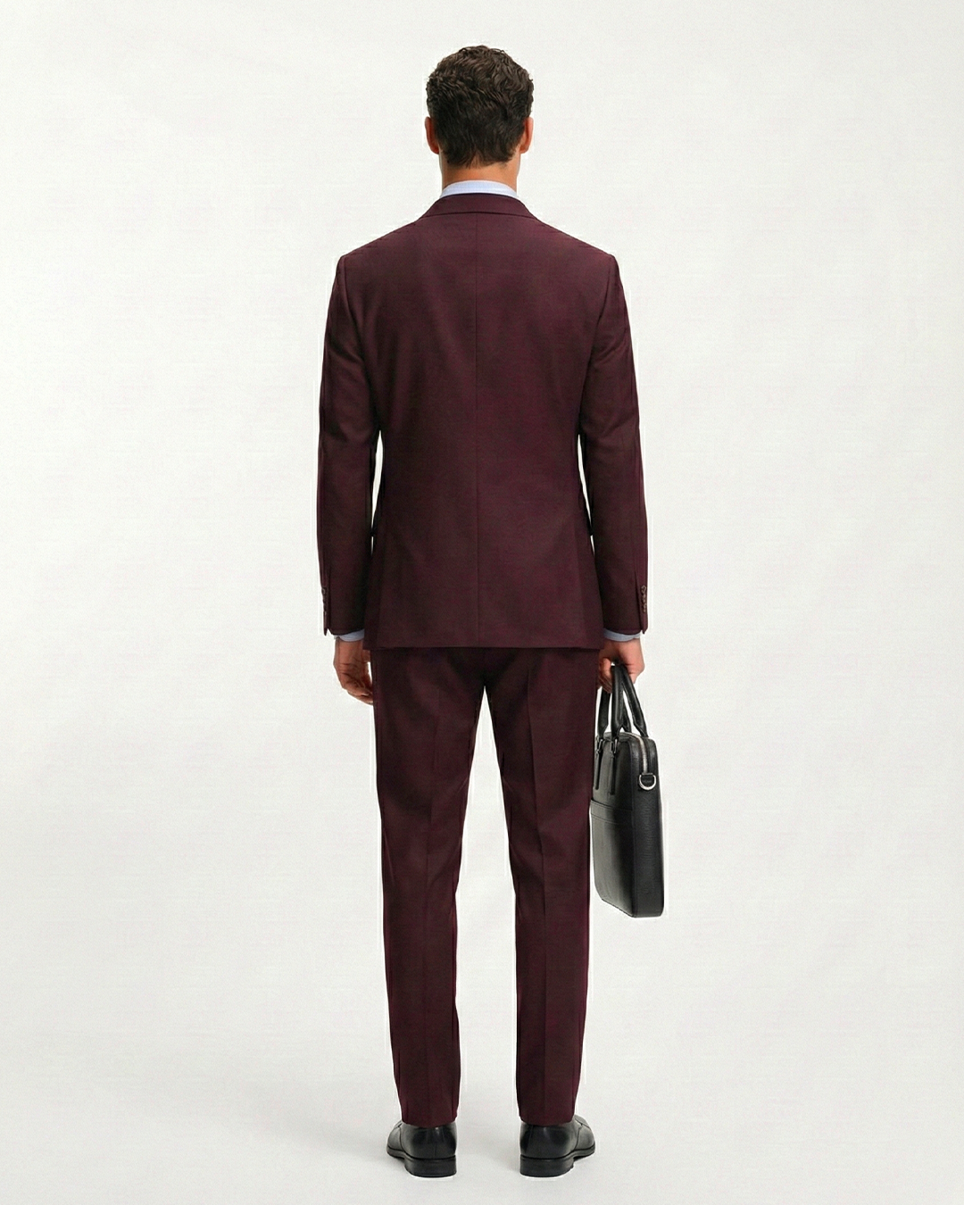 İtalyan Stil Bordo Kruvaze Takım Elbise