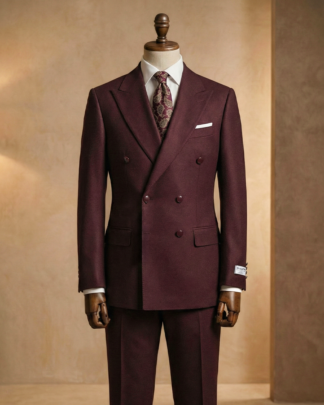 İtalyan Stil Bordo Kruvaze Takım Elbise