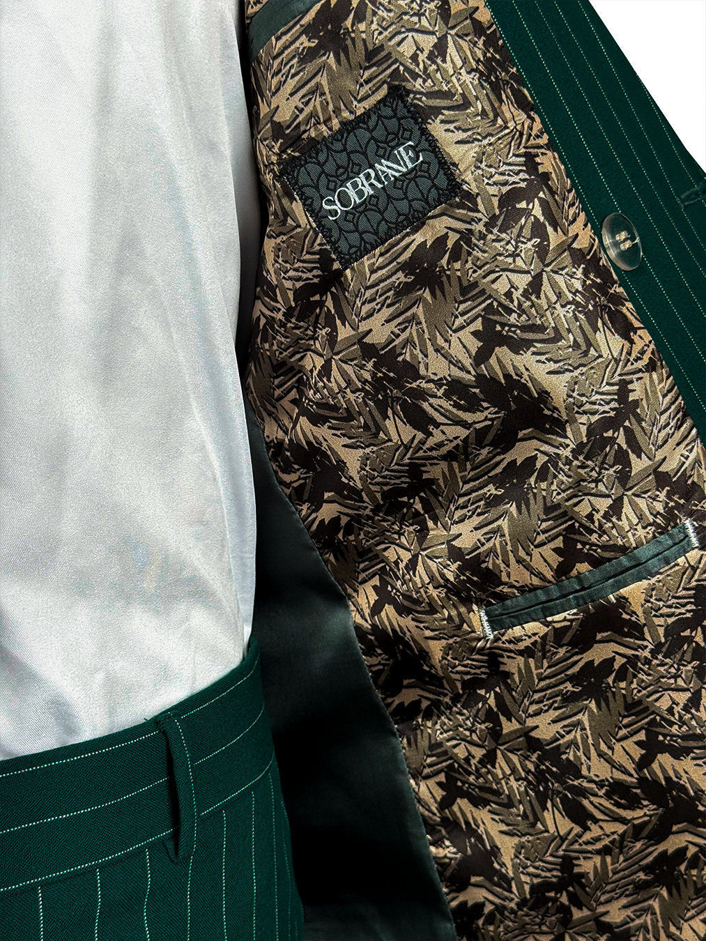 Çizgili Zümrüt Yeşili Kruvaze Takım