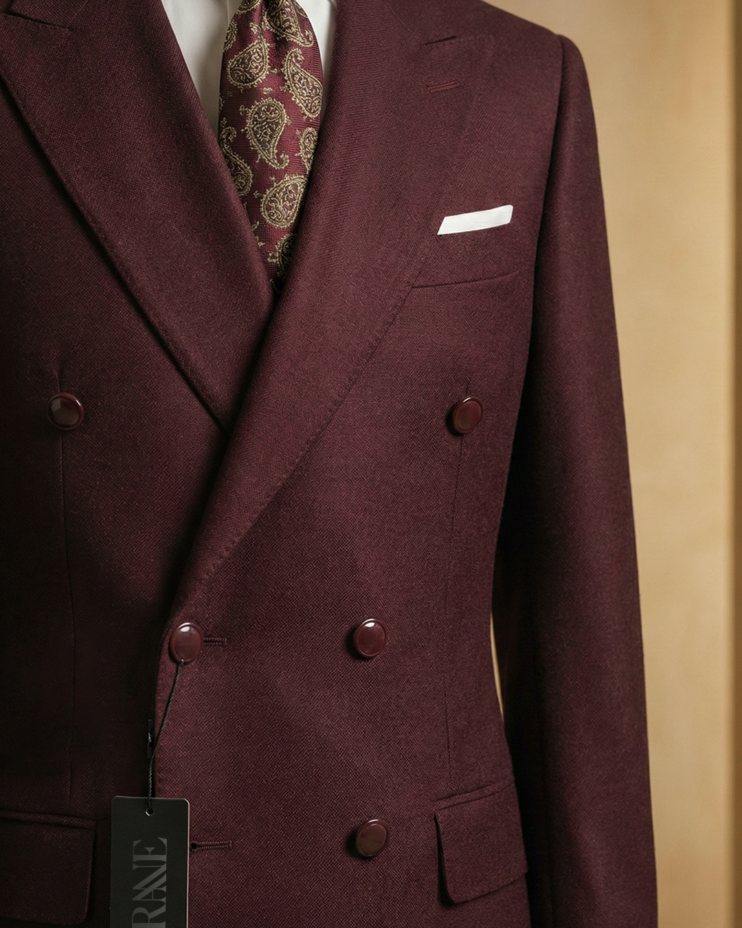 İtalyan Stil Bordo Kruvaze Takım Elbise