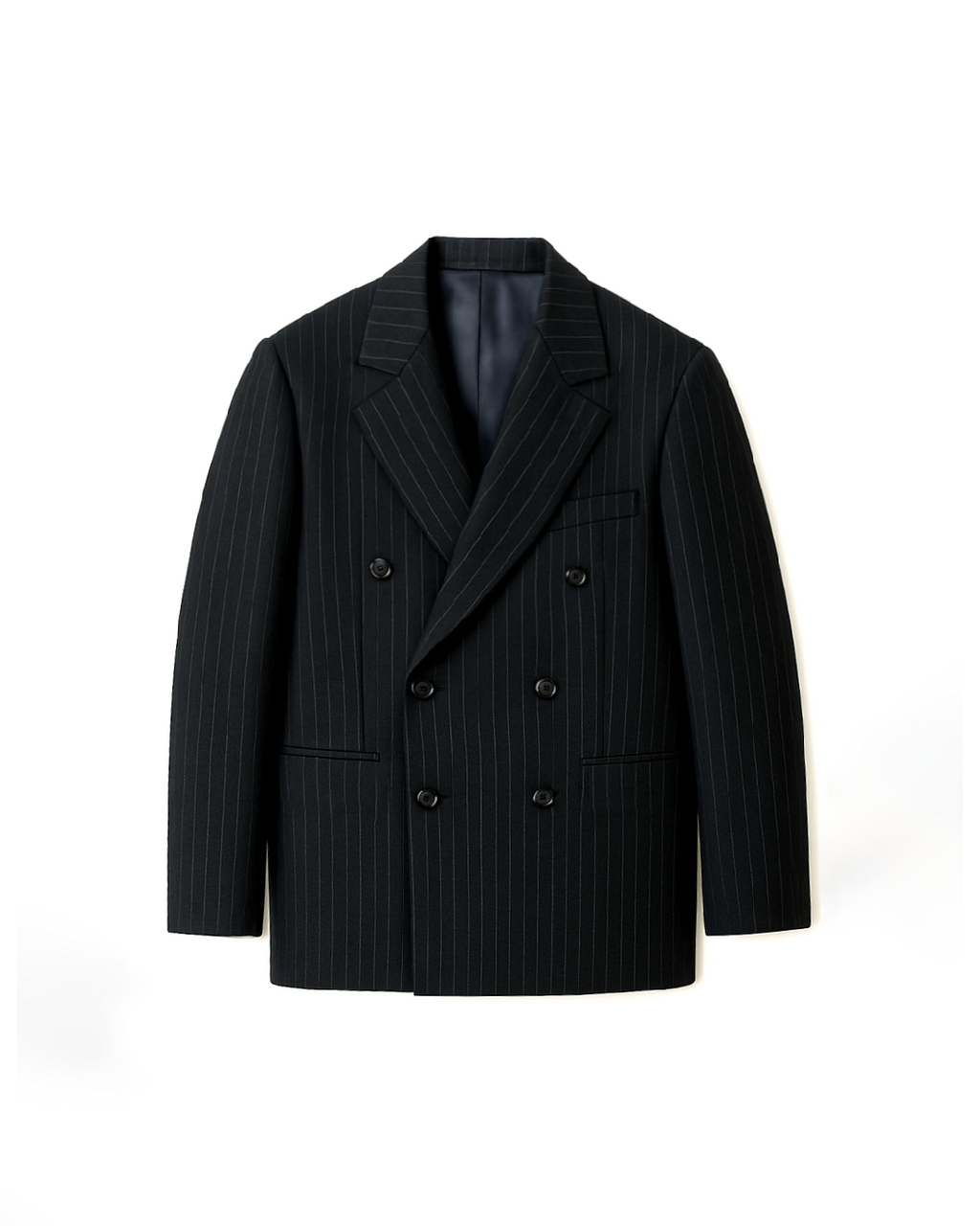 Sobrane Çizgili Siyah Kruvaze Ceket