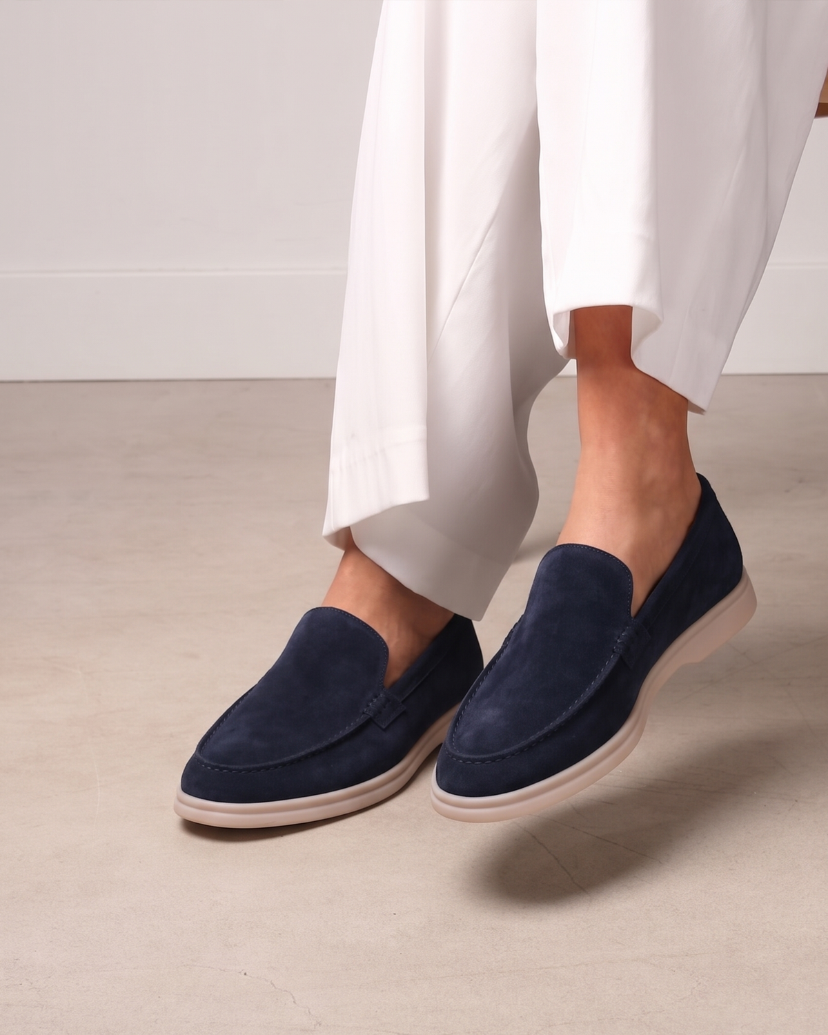 Hakiki Süet Deri Lacivert Loafer