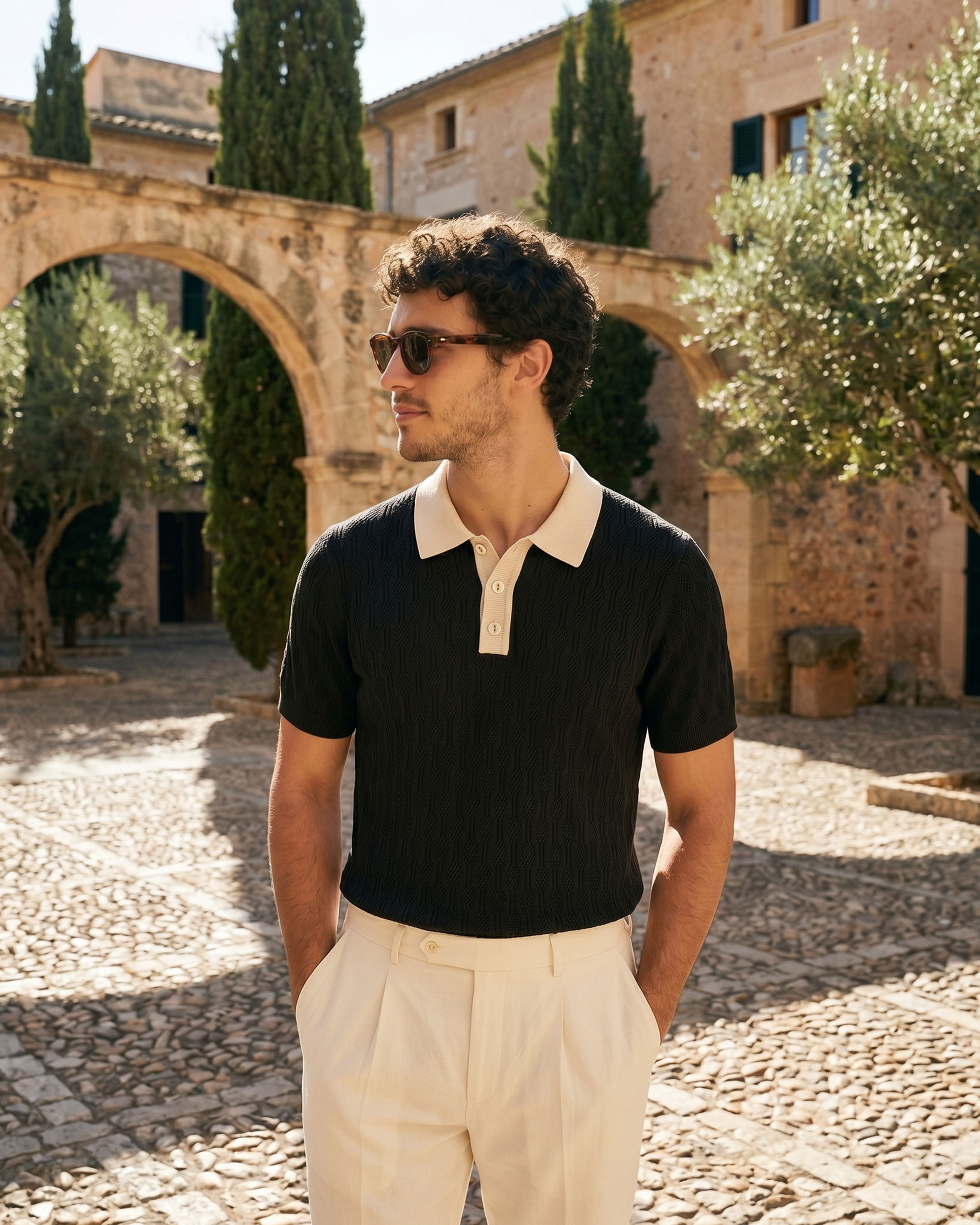 Siyah Pamuk Karışımlı Premium Triko Tişört