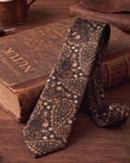 Toprak Tonu Vintage Paisley Desen Kravat
