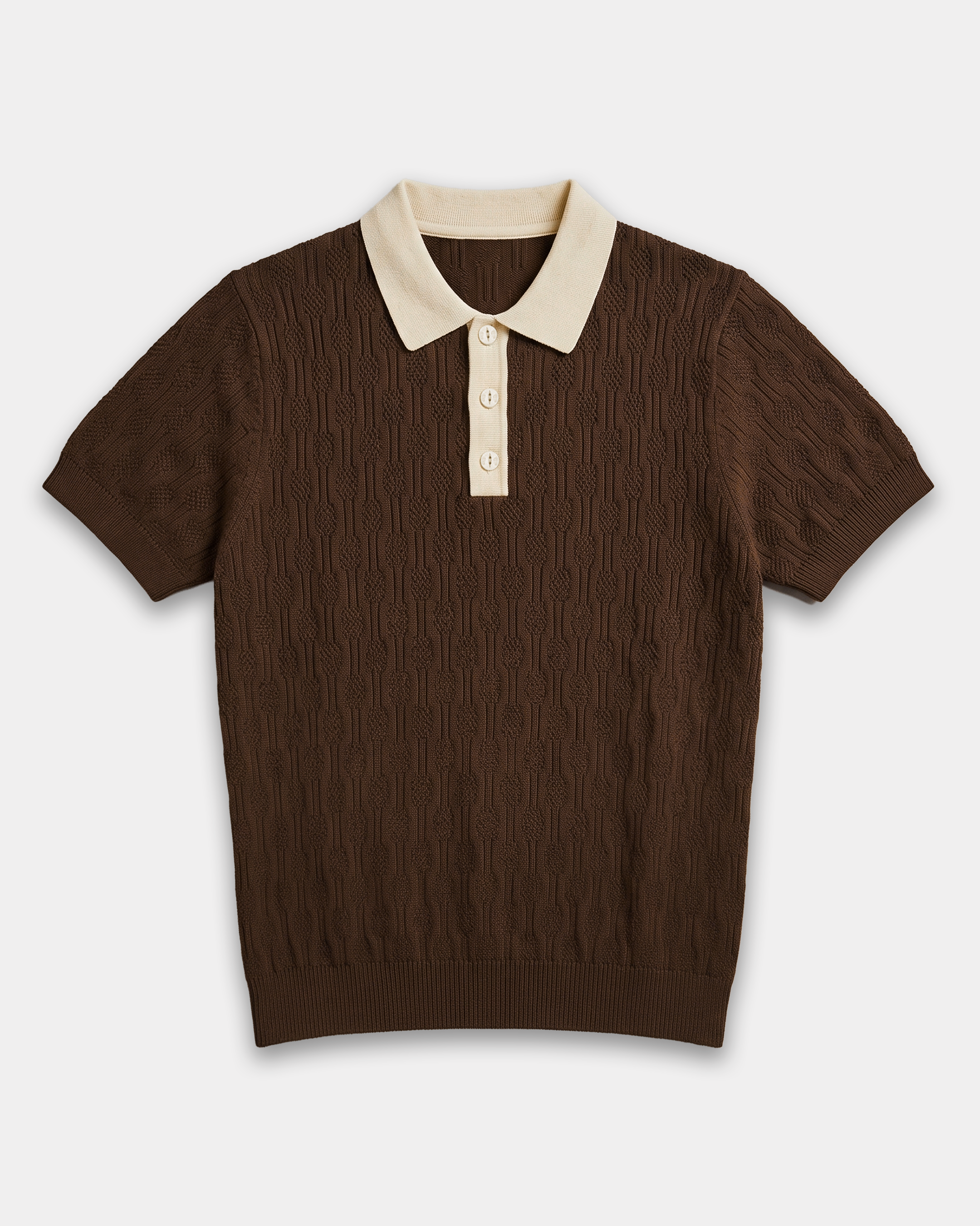 Kahverengi Pamuk Karışımlı Premium Triko Tişört