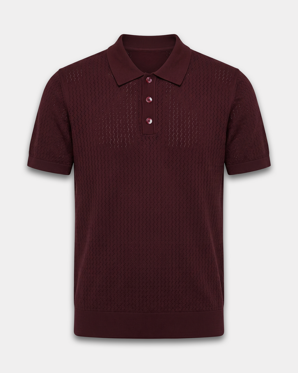 Bordo Mikro Dokulu Polo Yaka Tişört