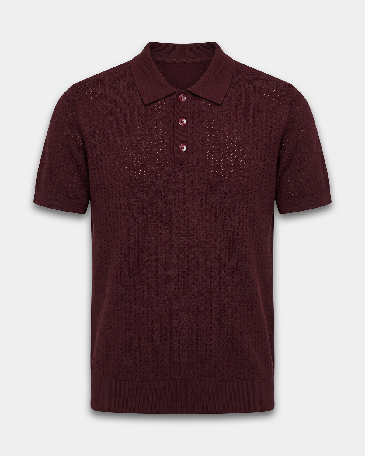 Bordo Mikro Dokulu Polo Yaka Tişört