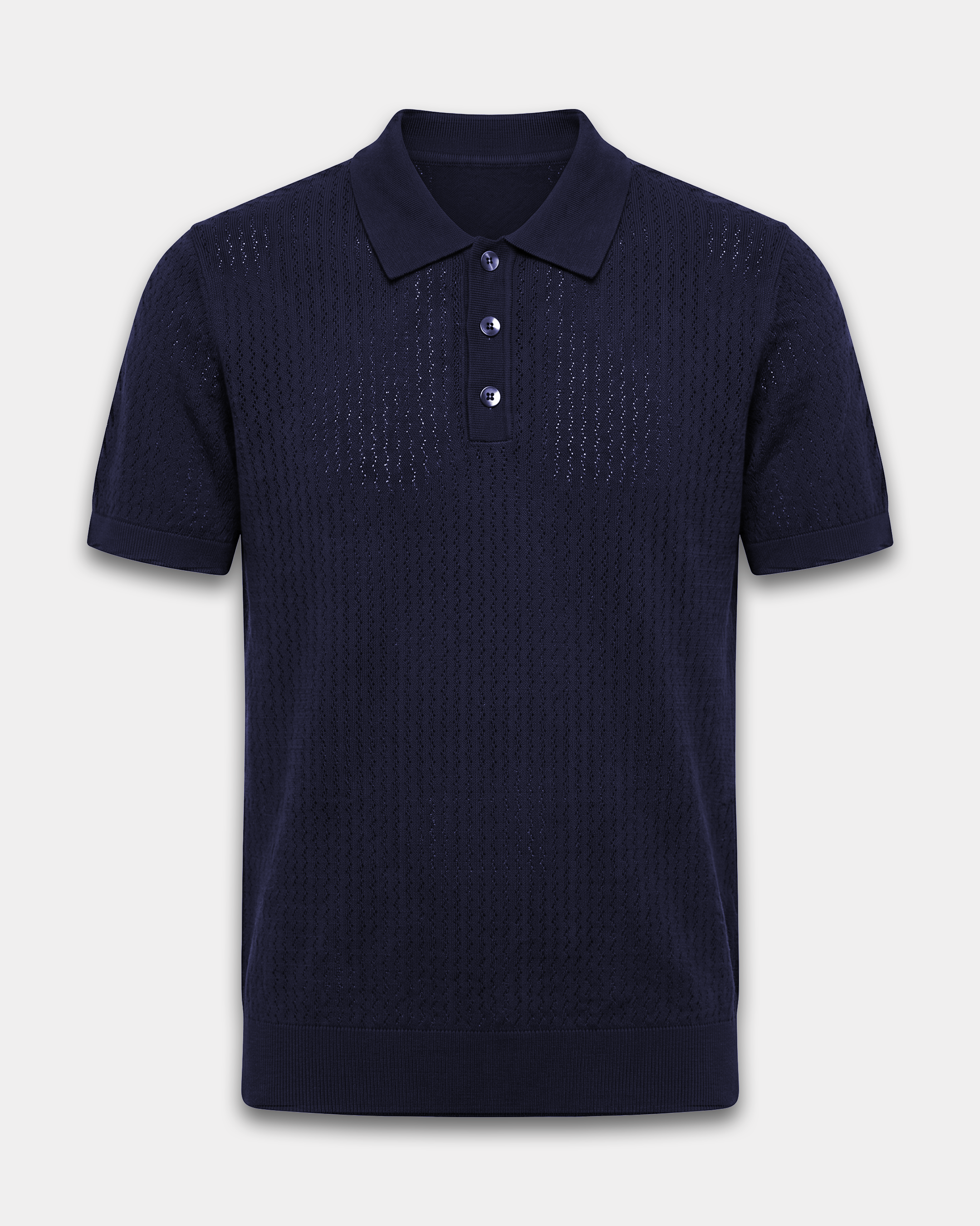Lacivert Mikro Dokulu Polo Yaka Tişört