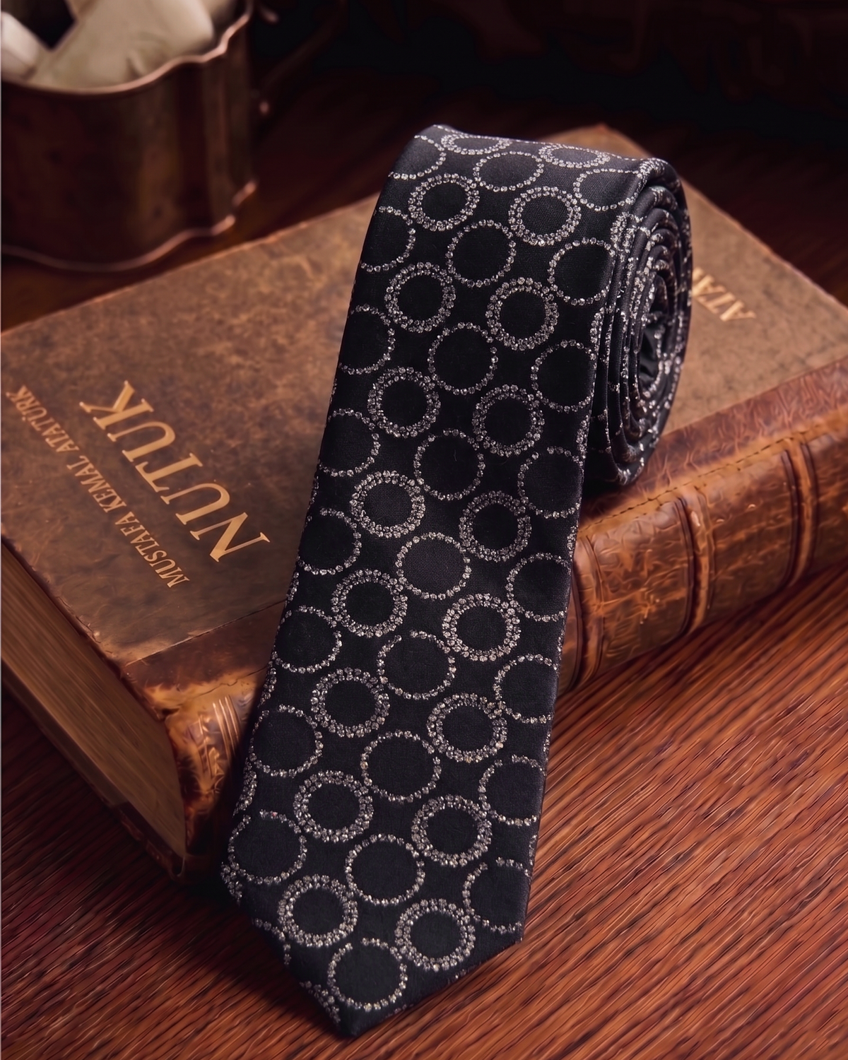 İmza Onyx Retro Geometrik Desen Kravat